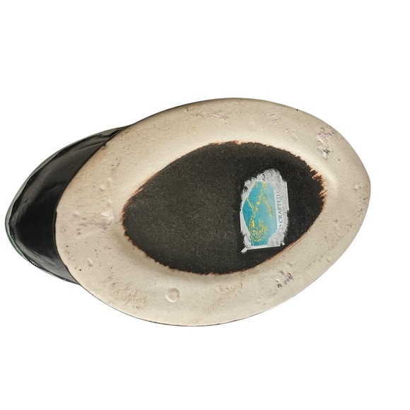 Vintage Art Deco Green & Black Drip Ceramic Vase Collectible Vietnam - Picture 7 of 9